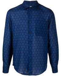 dunkelblaues gepunktetes Langarmhemd von Sandro Paris