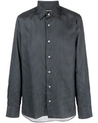 dunkelblaues gepunktetes Langarmhemd von Tom Ford