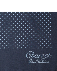 dunkelblaues gepunktetes Seide Einstecktuch von Charvet
