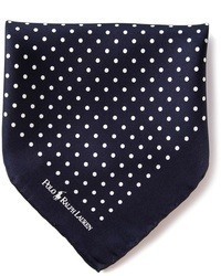 dunkelblaues gepunktetes Seide Einstecktuch von Polo Ralph Lauren