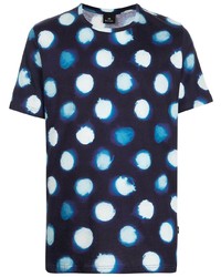 dunkelblaues gepunktetes T-Shirt mit einem Rundhalsausschnitt von PS Paul Smith