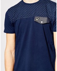 dunkelblaues gepunktetes T-Shirt mit einem Rundhalsausschnitt von Voi Jeans