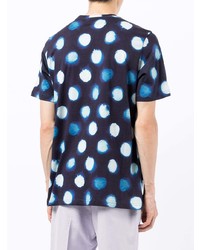 dunkelblaues gepunktetes T-Shirt mit einem Rundhalsausschnitt von PS Paul Smith