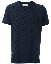dunkelblaues gepunktetes T-shirt von Oliver Spencer