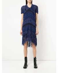 dunkelblaues gerade geschnittenes Kleid aus Häkel von Junya Watanabe Comme Des Garçons Vintage