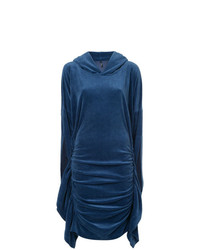 dunkelblaues gerade geschnittenes Kleid aus Samt von Paula Knorr