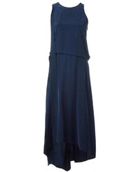 dunkelblaues gerade geschnittenes Kleid aus Seide von Cédric Charlier