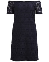 dunkelblaues gerade geschnittenes Kleid aus Spitze von Vila