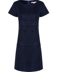 dunkelblaues gerade geschnittenes Kleid aus Wildleder von Esprit