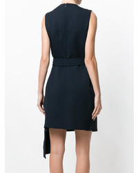 dunkelblaues gerade geschnittenes Kleid mit Rüschen von Calvin Klein 205W39nyc