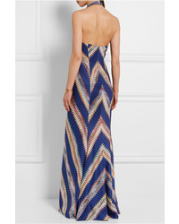 dunkelblaues Häkel Maxikleid von Missoni