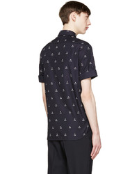 dunkelblaues Hemd mit geometrischem Muster von Neil Barrett