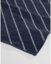 dunkelblaues horizontal gestreiftes Baumwolle Einstecktuch von Jack and Jones