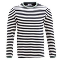 dunkelblaues horizontal gestreiftes Langarmshirt von Farah