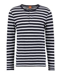 dunkelblaues horizontal gestreiftes Langarmshirt von Hugo Boss