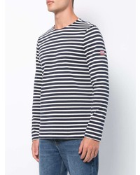 dunkelblaues horizontal gestreiftes Langarmshirt von A.P.C.