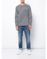 dunkelblaues horizontal gestreiftes Langarmshirt von A.P.C.