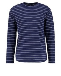 dunkelblaues horizontal gestreiftes Langarmshirt von Scotch & Soda
