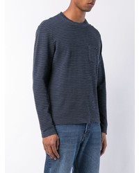 dunkelblaues horizontal gestreiftes Langarmshirt von Michael Bastian