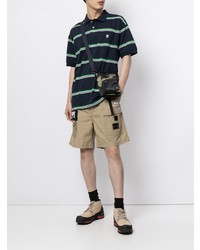 dunkelblaues horizontal gestreiftes Polohemd von AAPE BY A BATHING APE