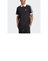 dunkelblaues horizontal gestreiftes Polohemd von adidas Originals