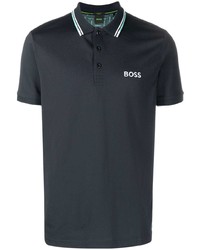dunkelblaues horizontal gestreiftes Polohemd von BOSS
