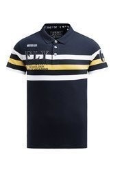 dunkelblaues horizontal gestreiftes Polohemd von Camp David