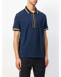 dunkelblaues horizontal gestreiftes Polohemd von Les Hommes