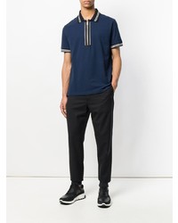 dunkelblaues horizontal gestreiftes Polohemd von Les Hommes