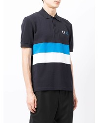 dunkelblaues horizontal gestreiftes Polohemd von Comme des Garcons Homme Deux