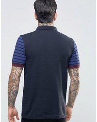 dunkelblaues horizontal gestreiftes Polohemd von Fred Perry