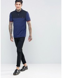 dunkelblaues horizontal gestreiftes Polohemd von Fred Perry