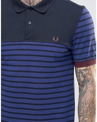 dunkelblaues horizontal gestreiftes Polohemd von Fred Perry