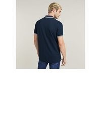 dunkelblaues horizontal gestreiftes Polohemd von G Star
