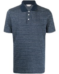 dunkelblaues horizontal gestreiftes Polohemd von Gieves & Hawkes