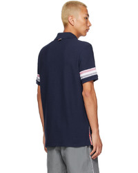 dunkelblaues horizontal gestreiftes Polohemd von Thom Browne