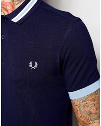 dunkelblaues horizontal gestreiftes Polohemd von Fred Perry