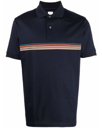 dunkelblaues horizontal gestreiftes Polohemd von PS Paul Smith