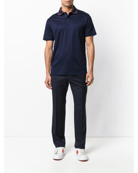 dunkelblaues horizontal gestreiftes Polohemd von Paul Smith