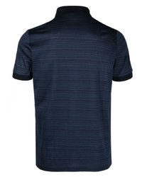 dunkelblaues horizontal gestreiftes Polohemd von Corneliani