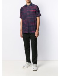 dunkelblaues horizontal gestreiftes Polohemd von Lacoste