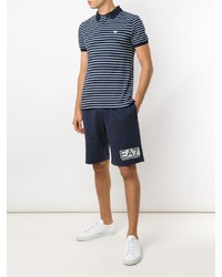 dunkelblaues horizontal gestreiftes Polohemd von Emporio Armani