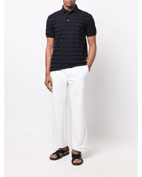 dunkelblaues horizontal gestreiftes Polohemd von Emporio Armani