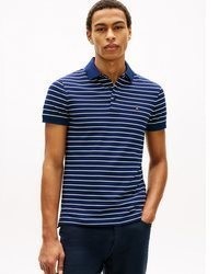 dunkelblaues horizontal gestreiftes Polohemd von Tommy Hilfiger