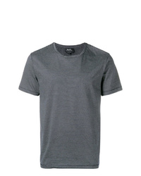 dunkelblaues horizontal gestreiftes T-Shirt mit einem Rundhalsausschnitt von A.P.C.