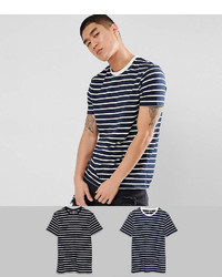 dunkelblaues horizontal gestreiftes T-Shirt mit einem Rundhalsausschnitt von Asos