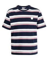 dunkelblaues horizontal gestreiftes T-Shirt mit einem Rundhalsausschnitt von Chocoolate