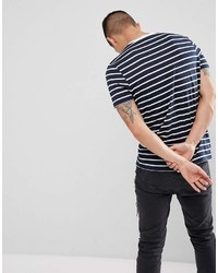 dunkelblaues horizontal gestreiftes T-Shirt mit einem Rundhalsausschnitt von Asos