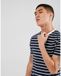 dunkelblaues horizontal gestreiftes T-Shirt mit einem Rundhalsausschnitt von Asos