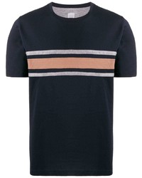 dunkelblaues horizontal gestreiftes T-Shirt mit einem Rundhalsausschnitt von Eleventy